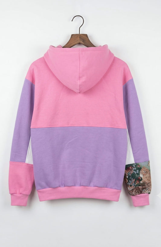 Cat & Blossom 1-of-1 Tapestry Reworked Hoodie