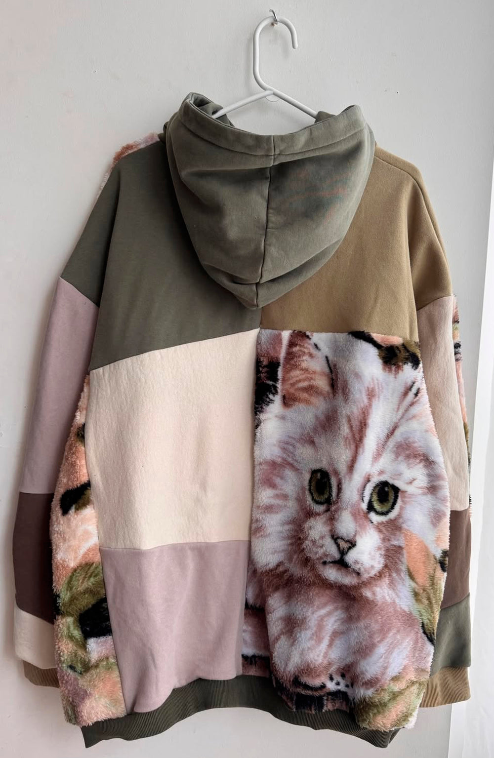 Upcycled Cat Patchwork Hoodie