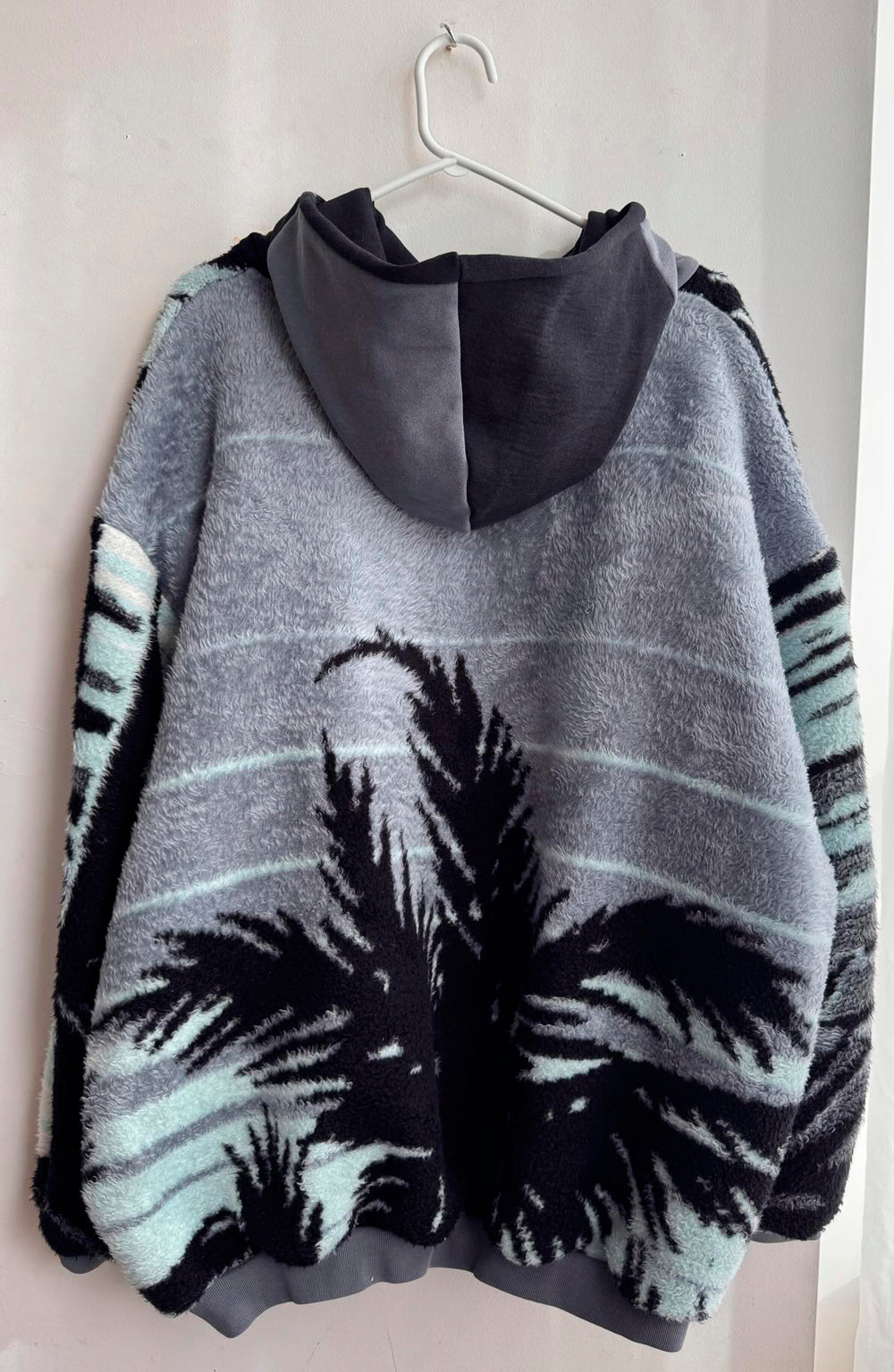 Upcycled Fuzzy Patterned Hoodie