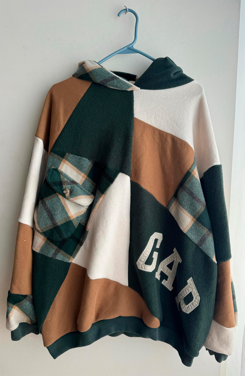 Upcycled Plaid Patchwork Hoodie
