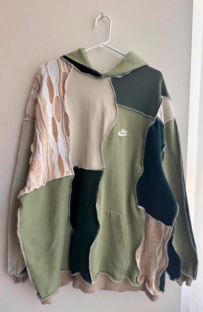 Olive Patchwork Hoodie