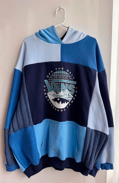 Reworked Blue Patchwork Hoodie