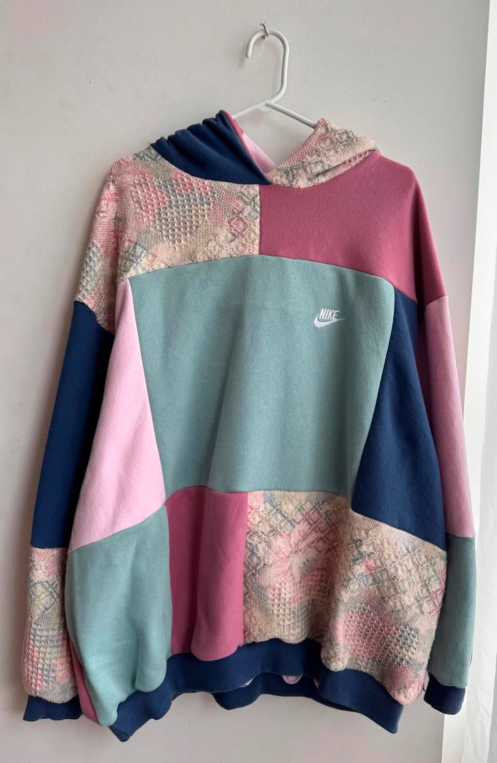 Reworked Mixed-Texture Tapestry Hoodie