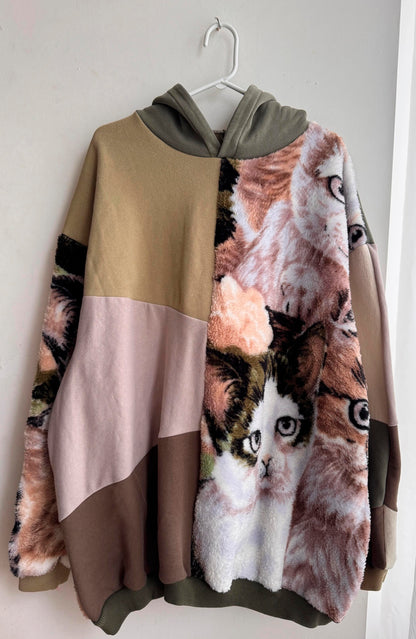 Upcycled Cat Patchwork Hoodie