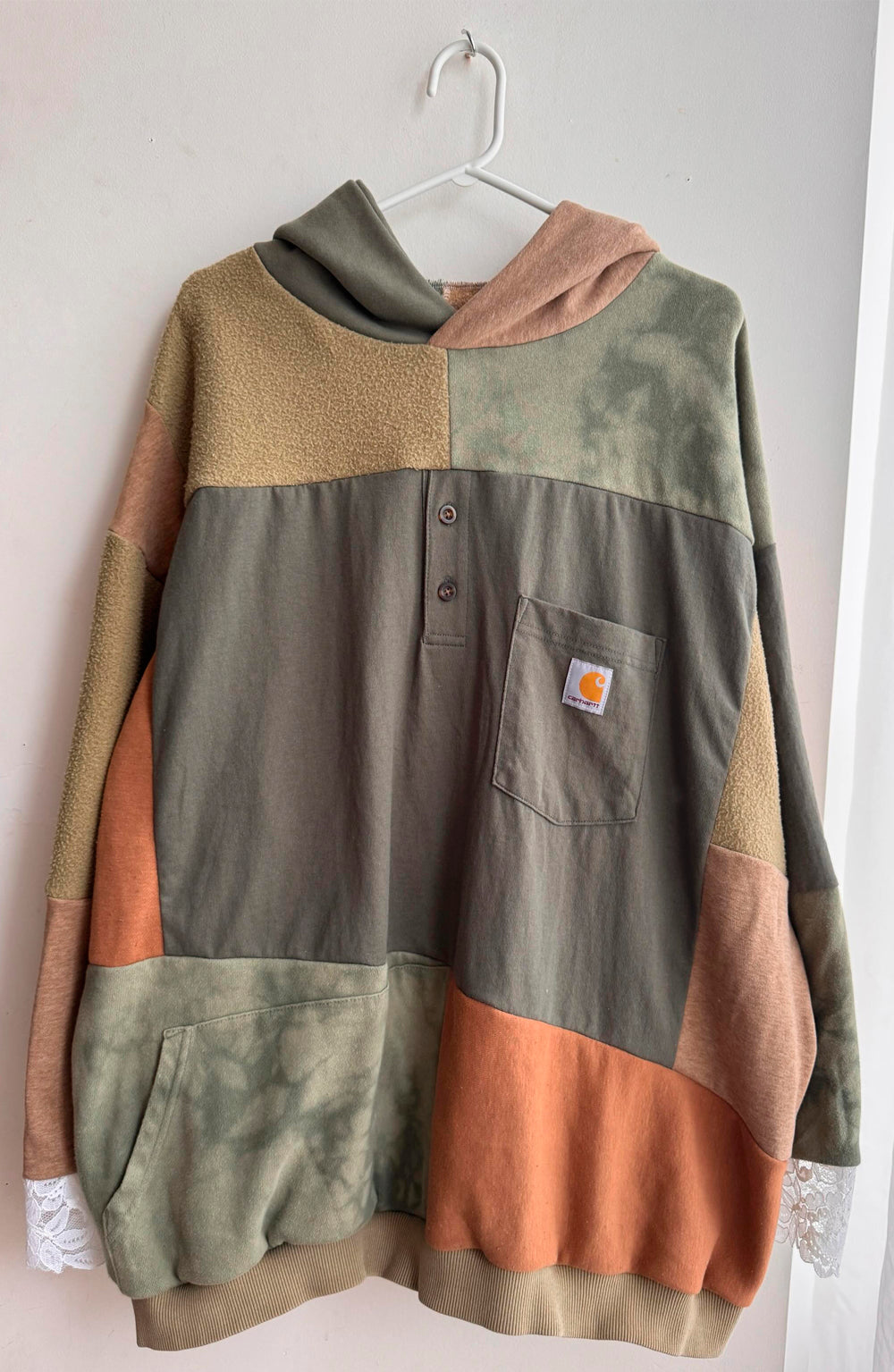 Upcycled Earth Tone Patchwork Hoodie