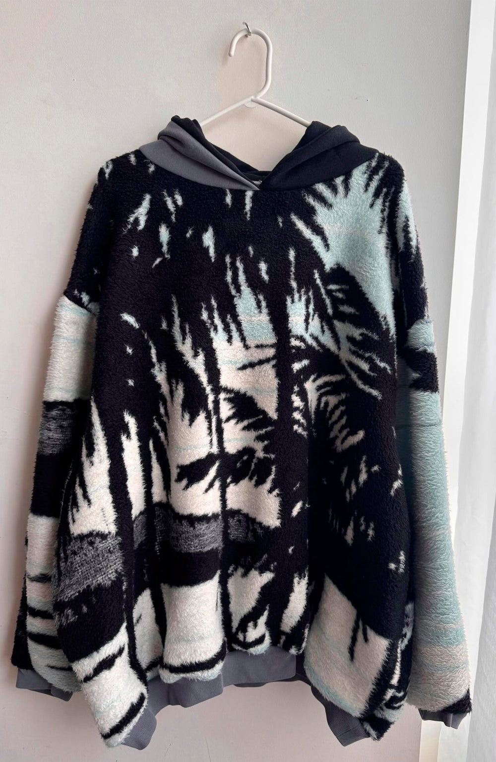 Upcycled Fuzzy Patterned Hoodie