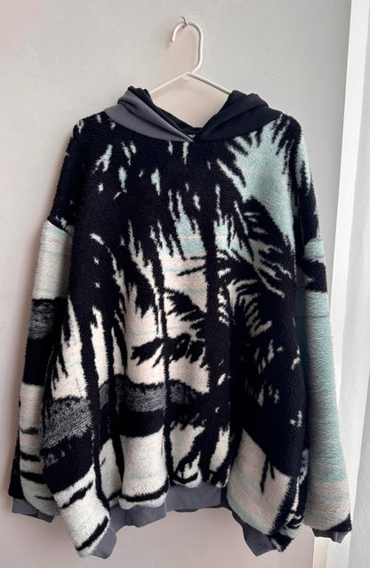 Upcycled Fuzzy Patterned Hoodie