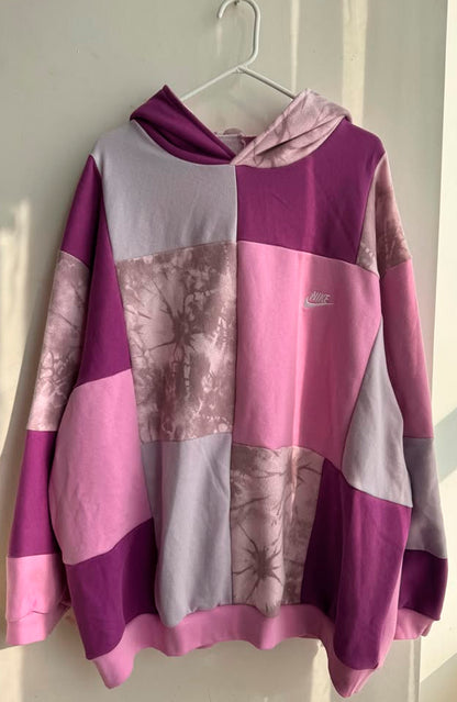 Upcycled Pink Patchwork Hoodie