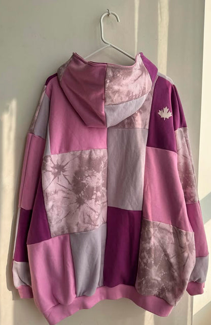 Upcycled Pink Patchwork Hoodie