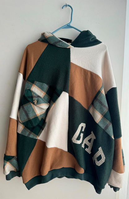 Upcycled Plaid Patchwork Hoodie