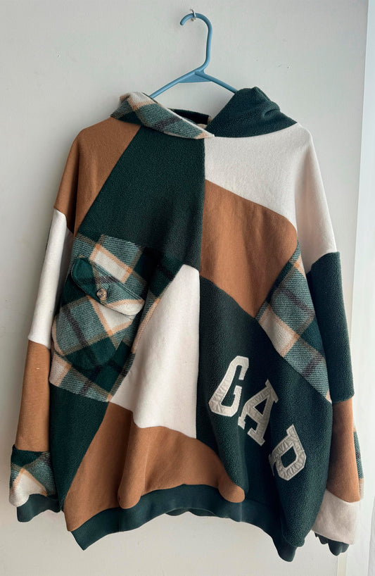 Upcycled Plaid Patchwork Hoodie