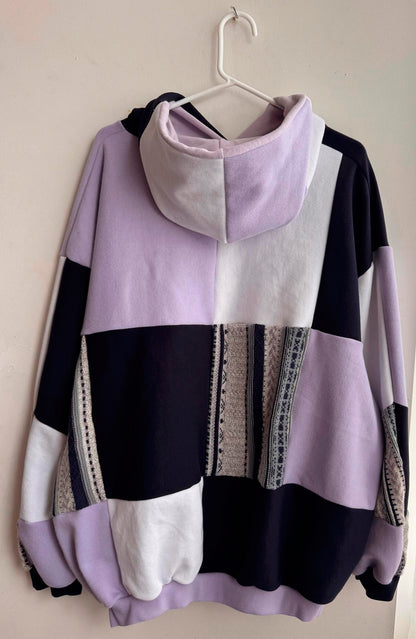 Upcycled Purple Colorblock Hoodie