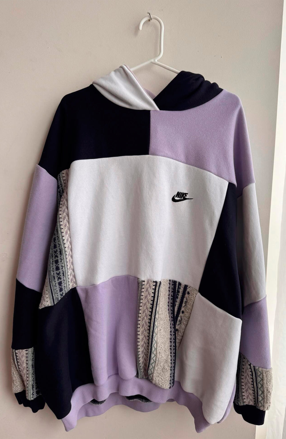 Upcycled Purple Colorblock Hoodie